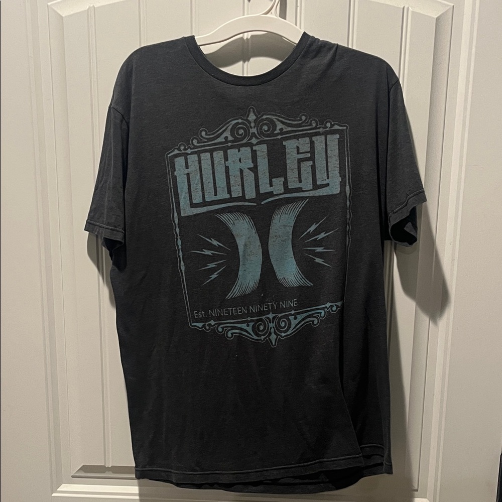 Hurley Charcoal Tee with Blue Graphic